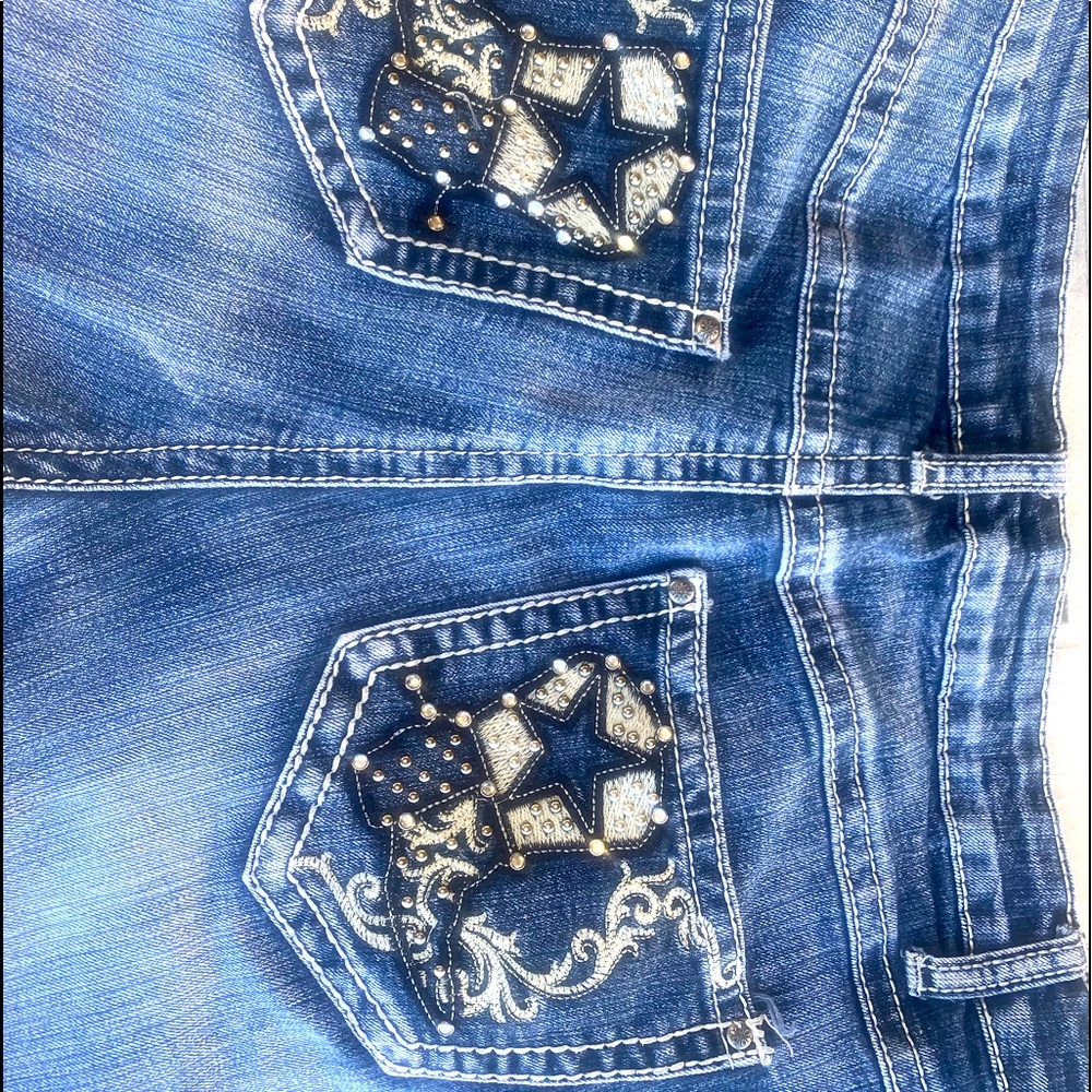 Jeans with Blinged Boots on pockets